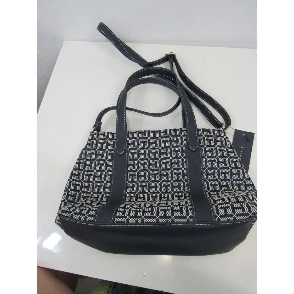 NWT Tommy Hilfiger Women's Fashion Monogram Small Bowler Bag - Light Stone/Tommy